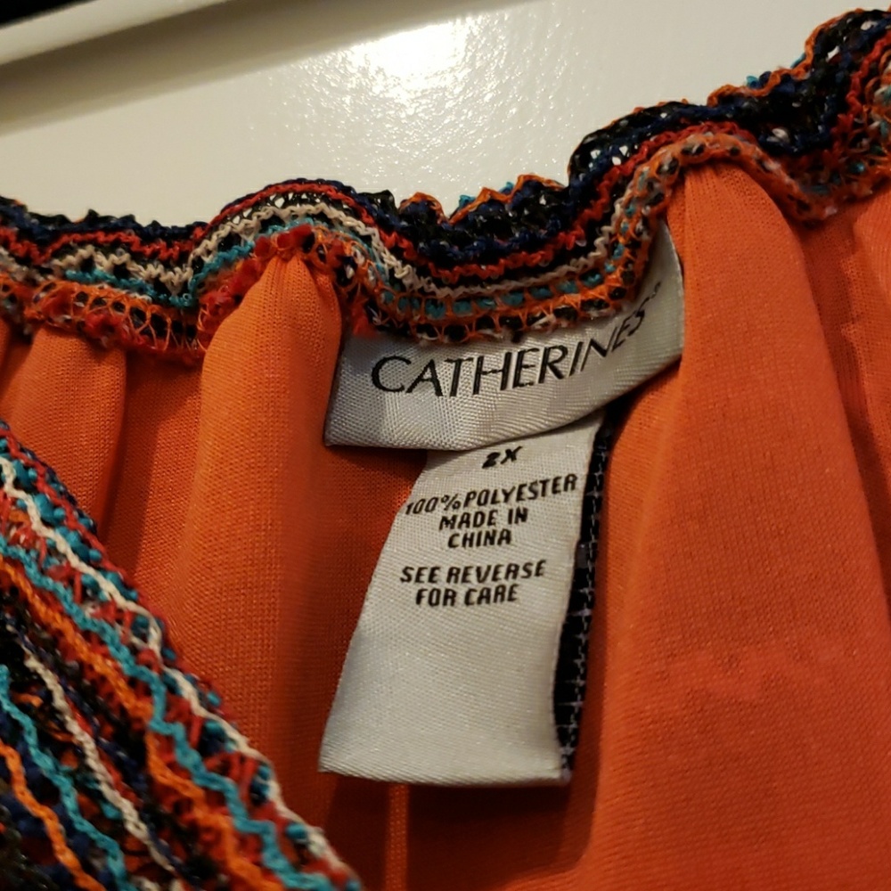 Crochet off shoulder multi blouse 2x unique! - Picture 2 of 4